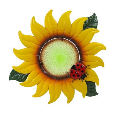 LuxenHome Sunflower Metal and Glass Outdoor Wall Decor Yellow | Target