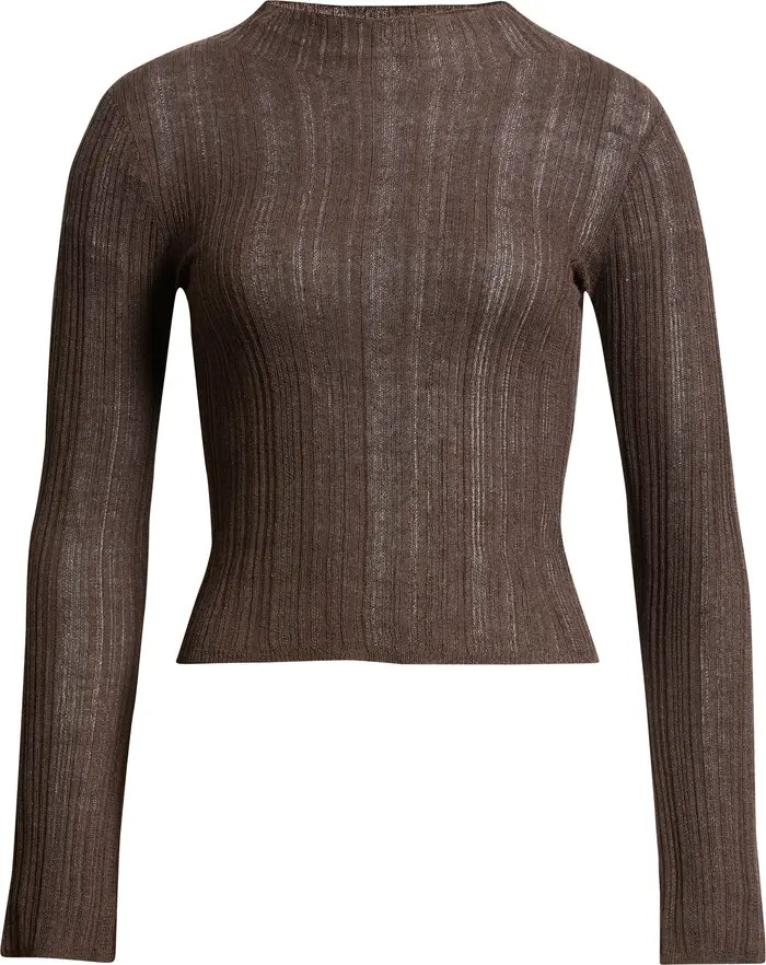 Open Stitch Linen Blend Mock Neck Sweater | Nordstrom