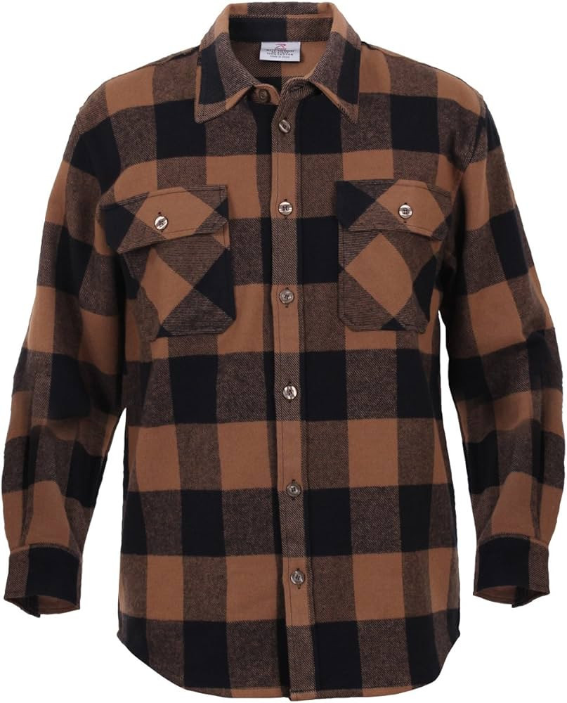 Rothco Buffalo Plaid Flannel Long Sleeve Shirt – Casual Button-Down with Heavyweight 8-oz Cotto... | Amazon (US)