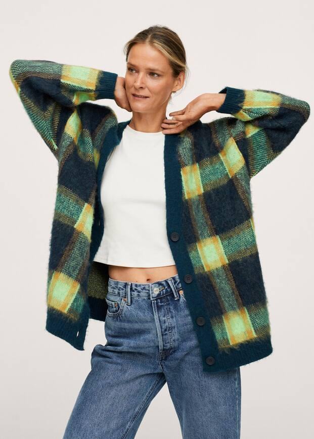 Textured check cardigan | MANGO (UK)