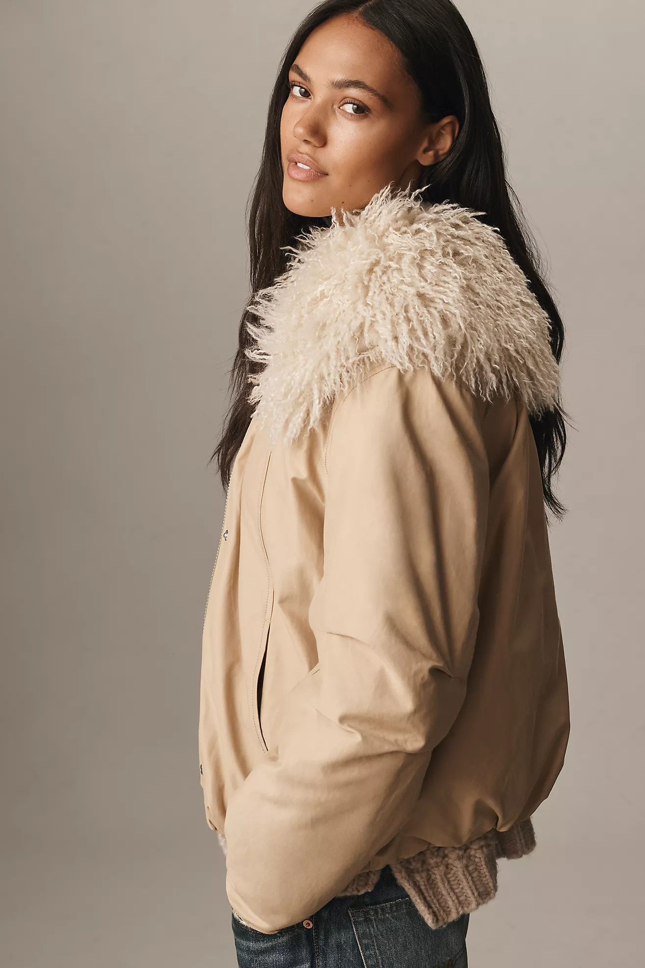 Pilcro Faux Fur Collar Bomber Jacket | Anthropologie (US)