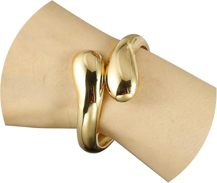 Chunky Gold Cuff Bangle Bracelets For Women Statement Minimalist Thick Gold Hinge Wrist Cuff Brac... | Amazon (US)