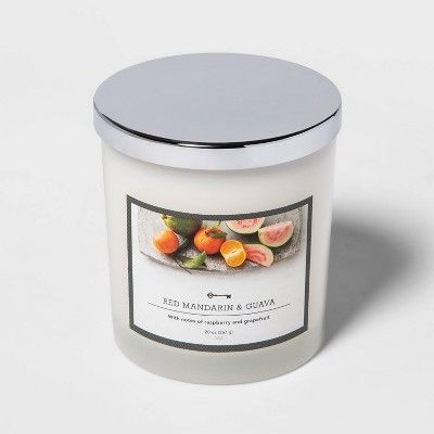 20oz Lidded Milky Glass Jar 3-Wick Red Mandarin and Guava Candle - Threshold™ | Target