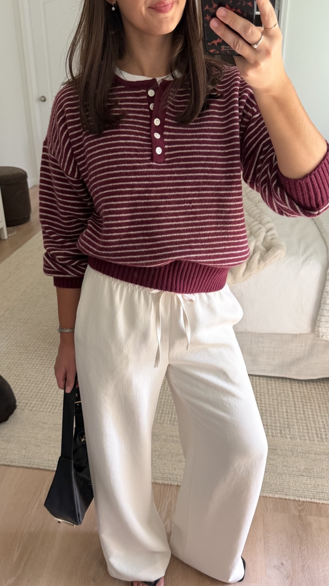 comfy but put together look! small pants and xs sweater
