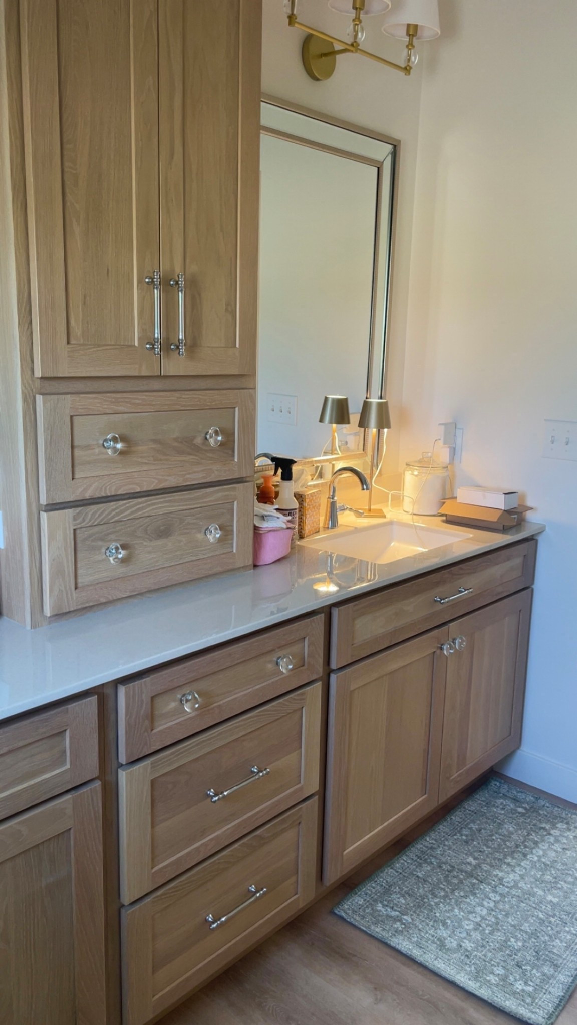 Bathroom cabinetry hardware #glambathroom #girlybathroom #lightbathroom 

#LTKStyleTip #LTKHome