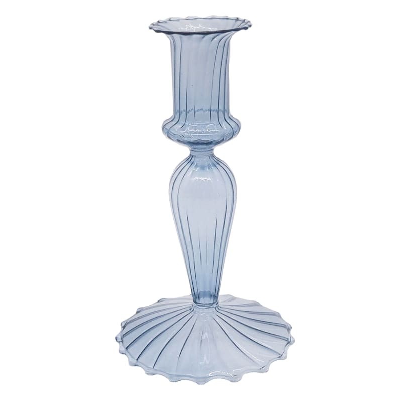 Blue Glass Taper Candle Holder, 6.5" | At Home