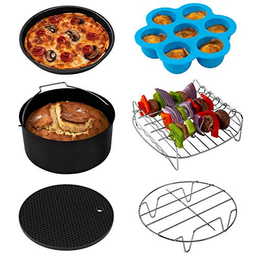 COSORI Air Fryer Accessories, Set of 6 Fit for Most 5.8Qt and Larger Oven Cake & Pizza Pan, Metal Ho | Amazon (US)