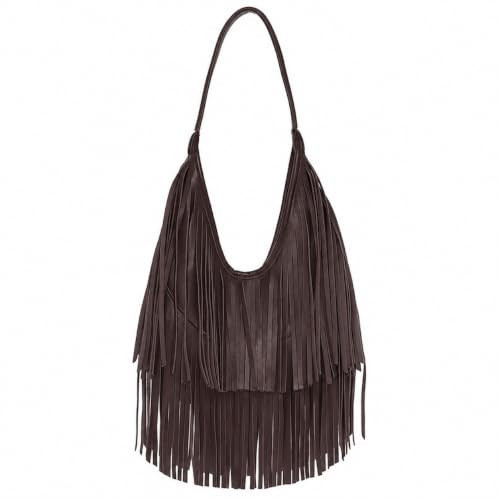 Fringe Purses for Women, Vintage Western Vegan Faux Fringe Bag, Black Hobo Shoulder Bag Hippie Crossbody Handbag (Brown) | Amazon (US)