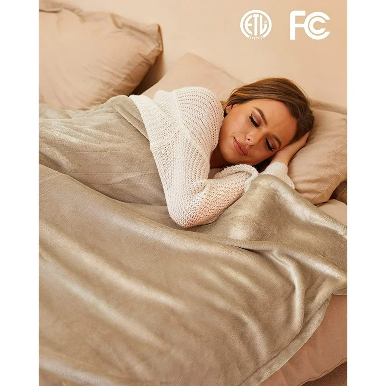 SUNNY HEAT Electric  Heated Blanket Throw Flannel 50" x 60" Throw Size-4 Heating Settings & 10 Ho... | Walmart (US)