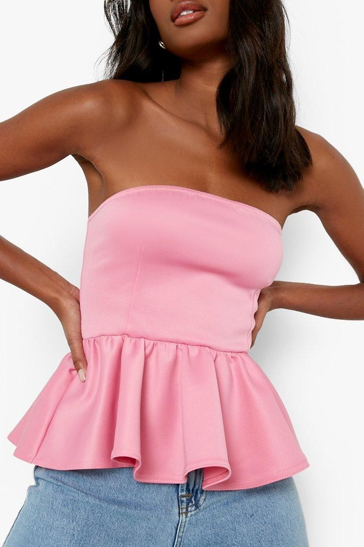 Bandeau Scuba Peplum Top | Boohoo.com (US & CA)