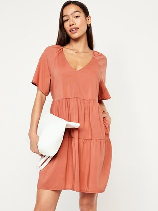 V-Neck Mini Swing Dress | Old Navy (US)