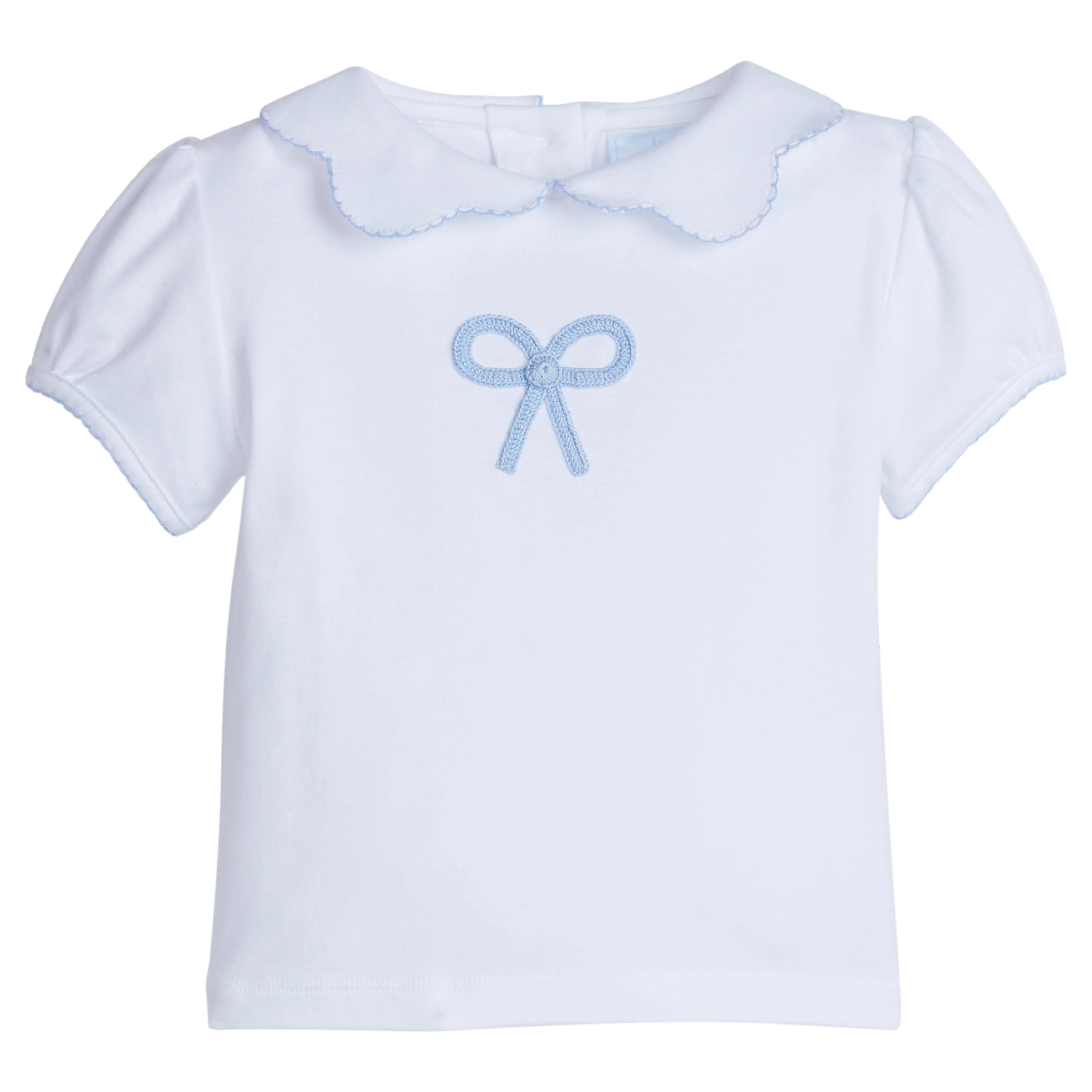 Girls Crochet Peter Pan Blouse in Blue | Little English