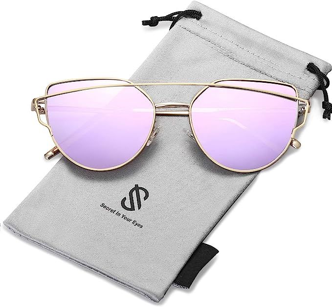 SOJOS Cat Eye Mirrored Flat Lenses Street Fashion Metal Frame Women Sunglasses SJ1001 | Amazon (CA)