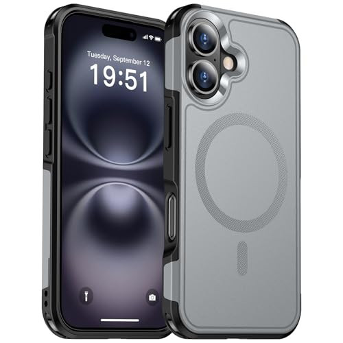 SUPFINE Magnetic for iPhone 16 Case 2024, [Compatible with MagSafe][16 FT Military Grade Drop Protection][Dual-Layer Design] Shockproof Phone Case for iPhone 16 6.1 inch,Gray | Amazon (US)