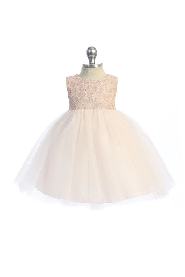 Blush Pink Lace Illusion Baby Dress | Kid's Dream
