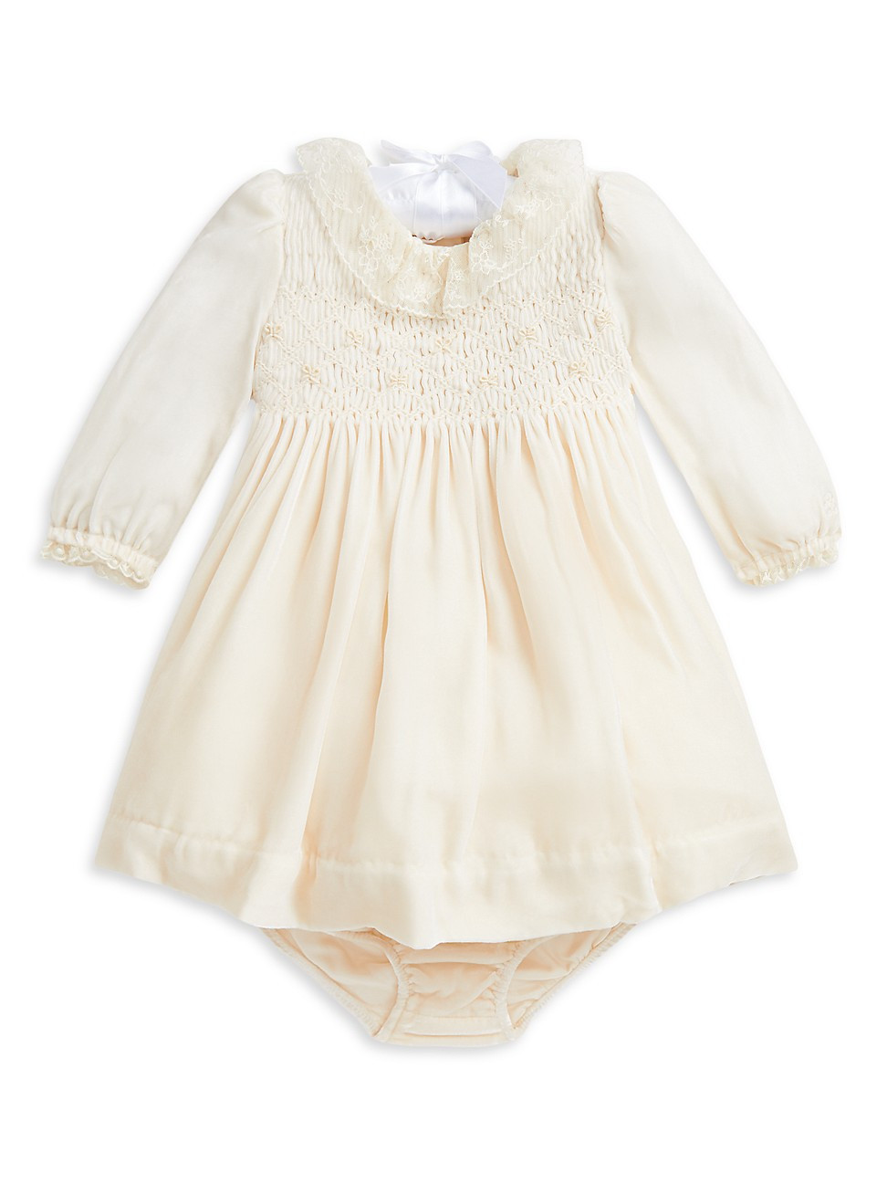 Baby Girl's 2-Piece Puff-Sleeve Smocked Dress & Bloomers Set - Cream - Size 9 Months | Saks Fifth Avenue