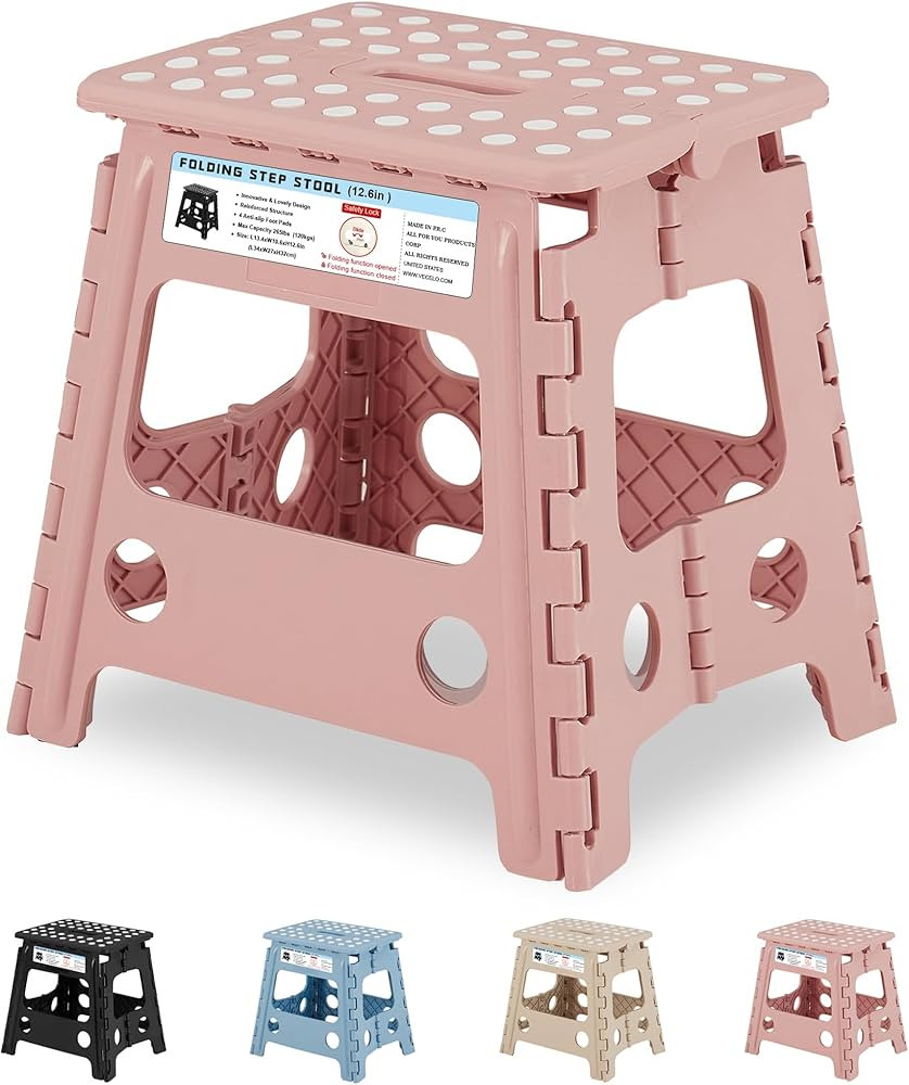 VECELO Folding Step Stool 13 Inch, Non-Slip Surface Portabl Foldable 1 Step Stool with Carry Hand... | Amazon (US)