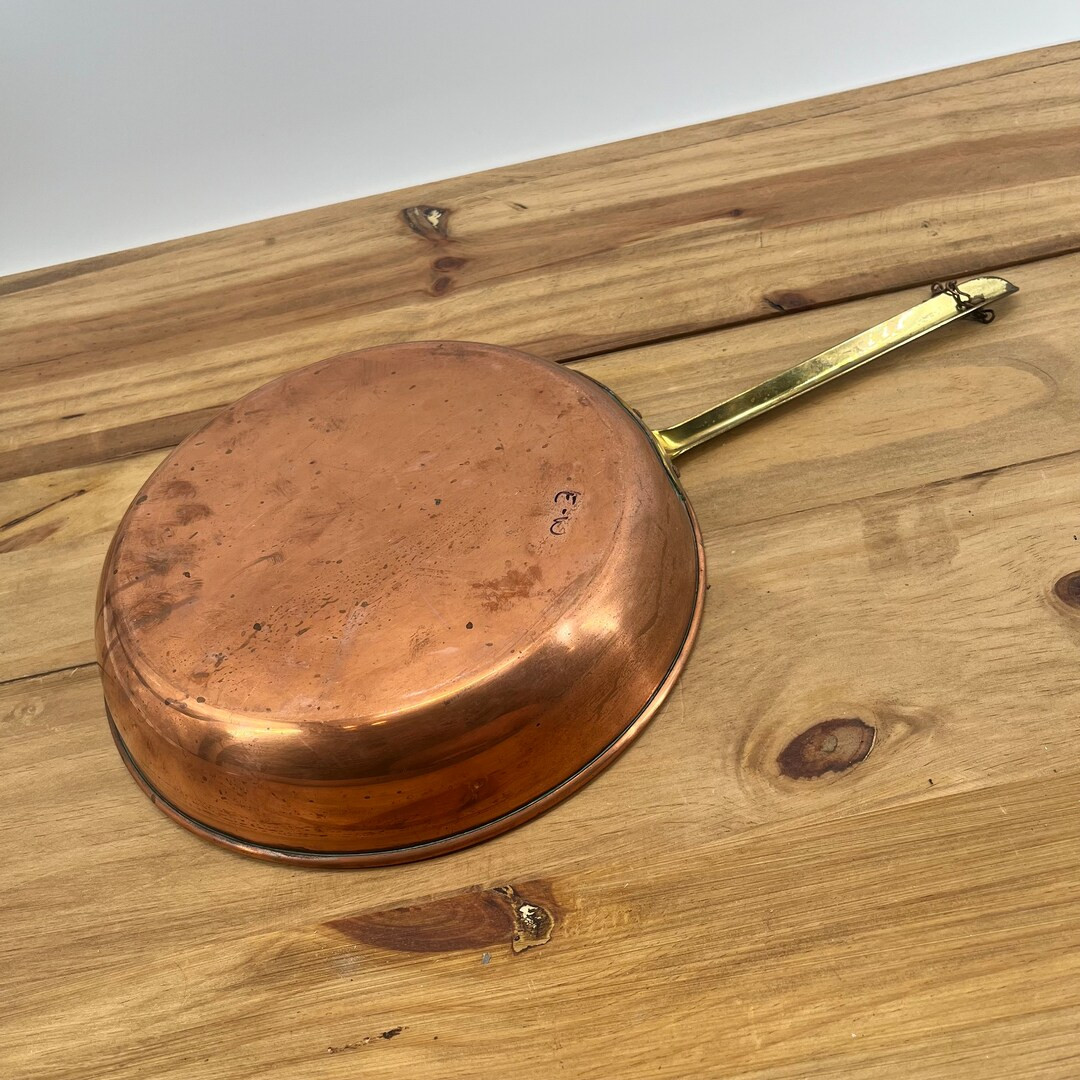 Copper Pan Copper and Brass Pan Hangable Copper Kitchen Art Decor Pot With Heavy Brass Handles - ... | Etsy (US)