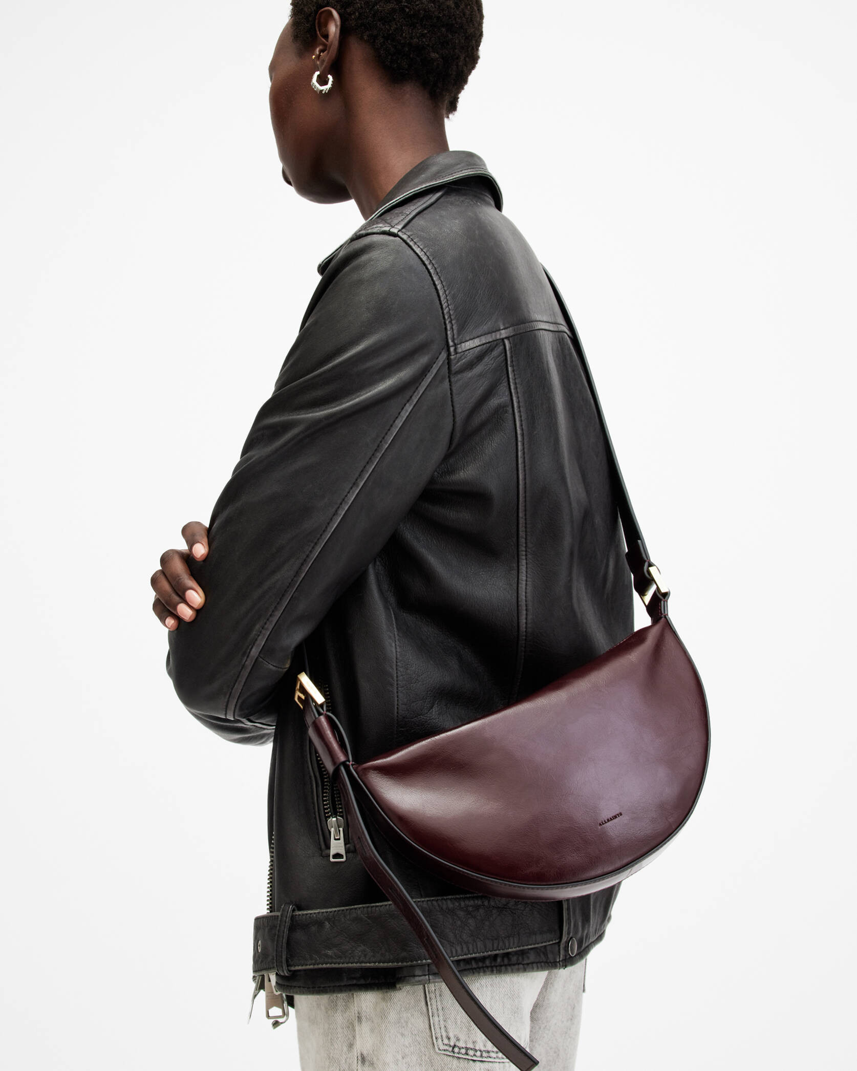 Half Moon Leather Crossbody Bag | AllSaints US