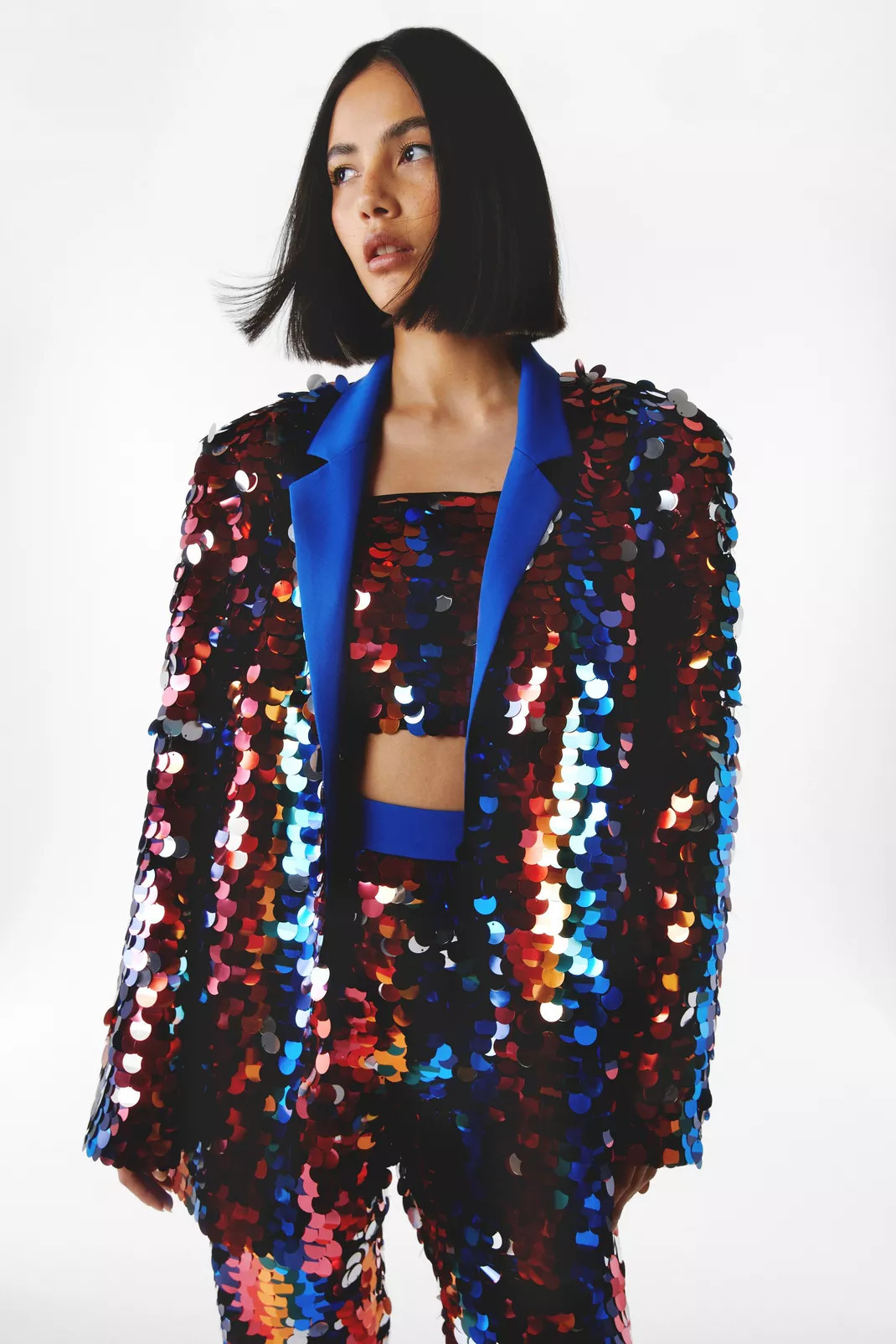 Premium Striped Disc Sequin Oversized Blazer | Nasty Gal (US)