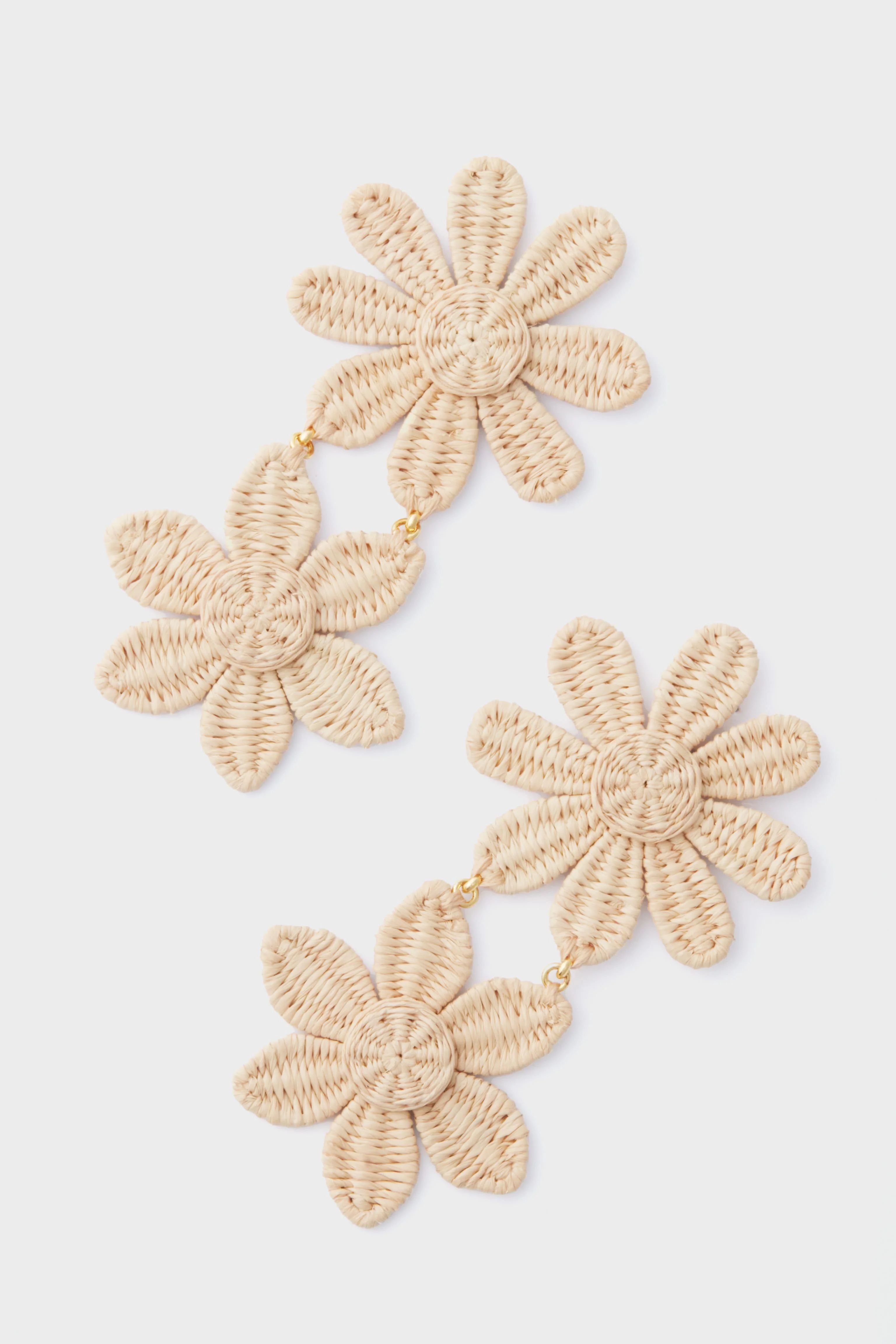 Raffia Double Flower Shannon Earrings | Tuckernuck (US)