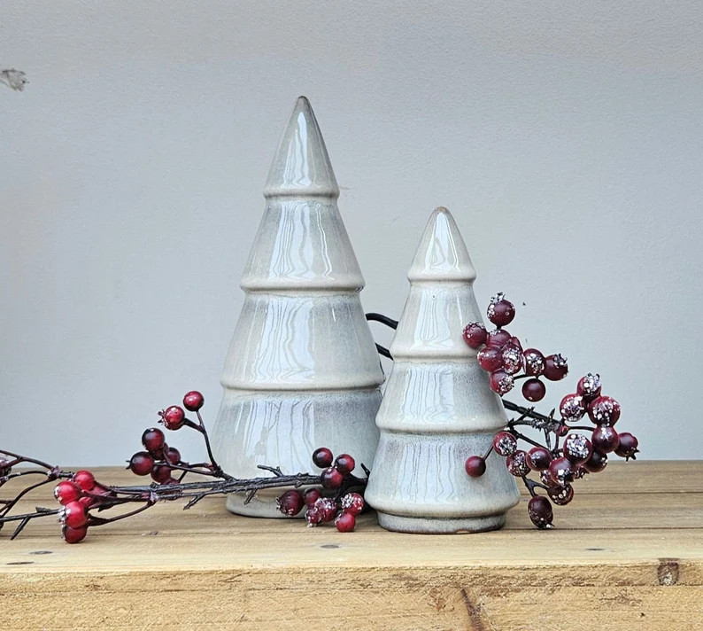 Ceramic Christmas Tree Set | Porcelain Tree | Neutral Grey Cream Trees Scandinavian Christmas  Mi... | Etsy (Global)
