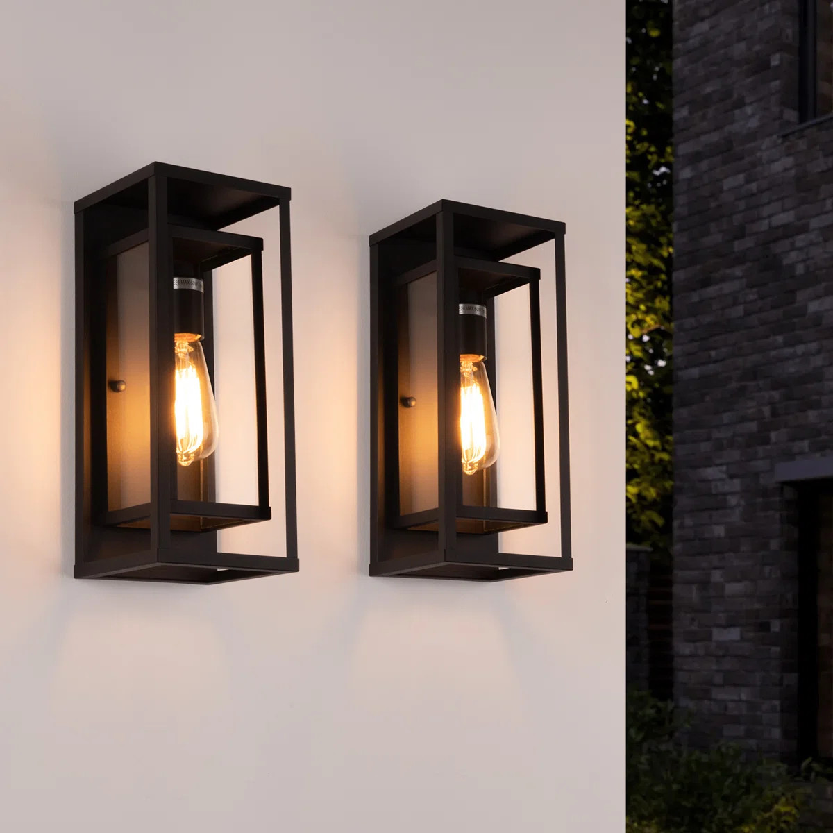 Rasharkin Classic Outdoor Wall Sconce Rectangular Metal Frame and Clear Glass Shade Waterproof (S... | Wayfair North America