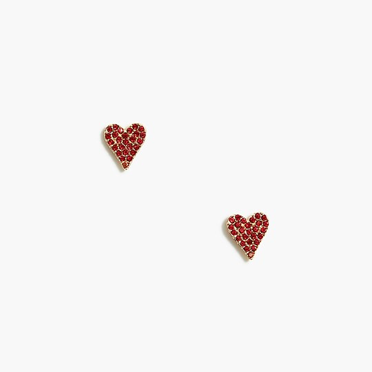 Pavé crystal heart stud earrings | J.Crew Factory