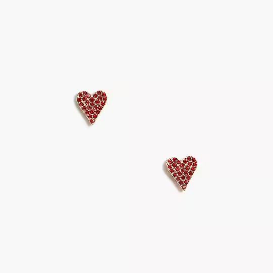 Pavé crystal heart stud earrings | J.Crew Factory