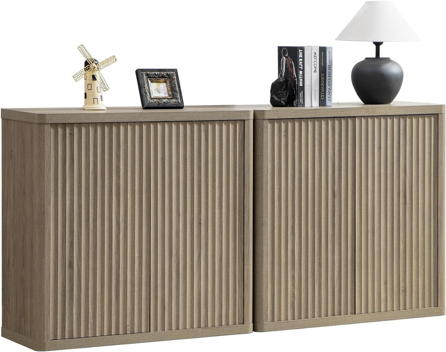 SICOTAS Buffet Cabinet with Storage Sideboard Accent Modern Credenza with Doors & Shelves Fluted ... | Amazon (US)