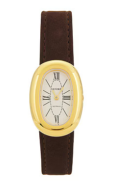 Cendre Bridgette Watch in White & Chocolate Suede from Revolve.com | Revolve Clothing (Global)