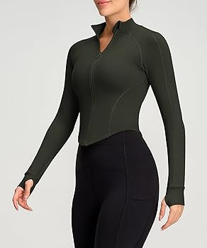Womens Zip Up Bbl Jacket Lightweight Cropped Athletic Jacket Track Gym Workout Jackets for Runnin... | Amazon (US)