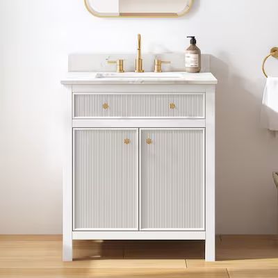 allen + roth Sandbanks 30-in White Undermount Single Sink Bathroom Vanity with White Engineered S... | Lowe's