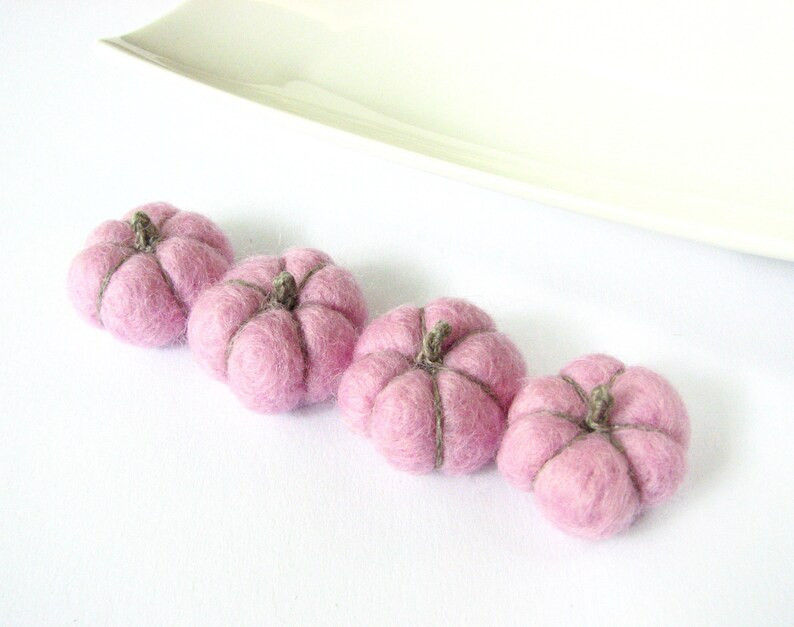 Tiny wool pumpkins, felt wool pumpkins (light pink). Rustic halloween decor, pumpkin decorating, ... | Etsy (US)