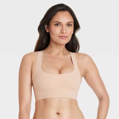 Women's Luxury Collection Bonded Microfiber Racerback Scoop Bralette - Auden™ Pearl Tan M | Target