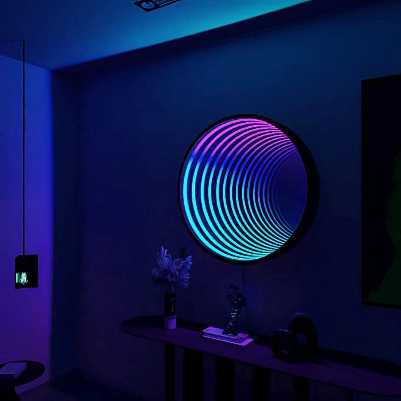 Ozarke 3D Circle Infinity Mirror Light, LED Wall Mirror RGB Color - Small | Walmart (US)
