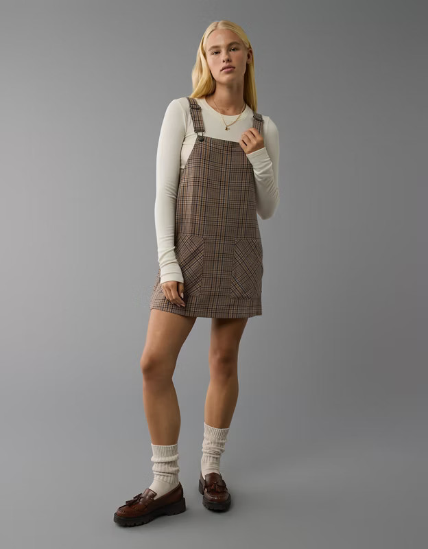 AE Plaid Pinafore Dress | American Eagle Outfitters (US & CA)