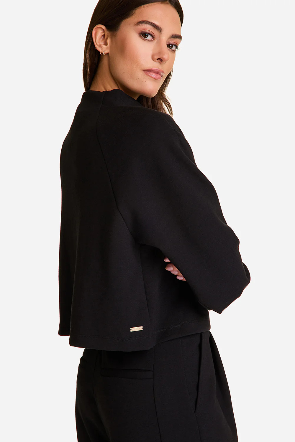 Phoebe Mock Knit - Black Mock Neck Cropped Sweatshirt | Alala | Alala