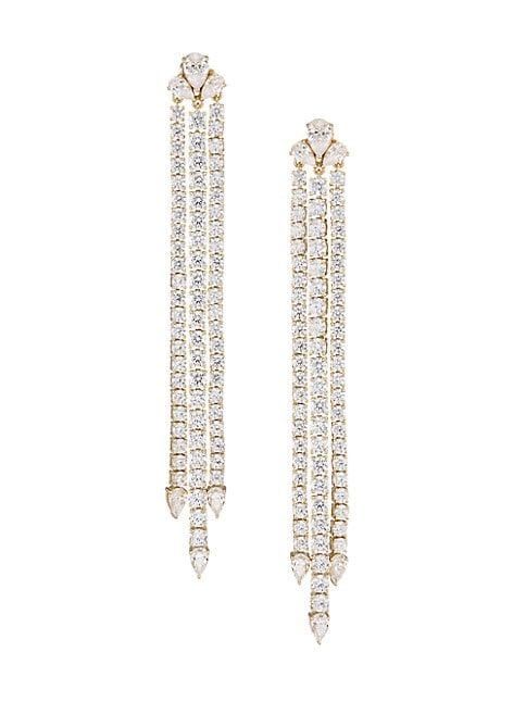 Daytime 18K Gold-Plated & Cubic Zirconia Triple-Strand Drop Earrings | Saks Fifth Avenue