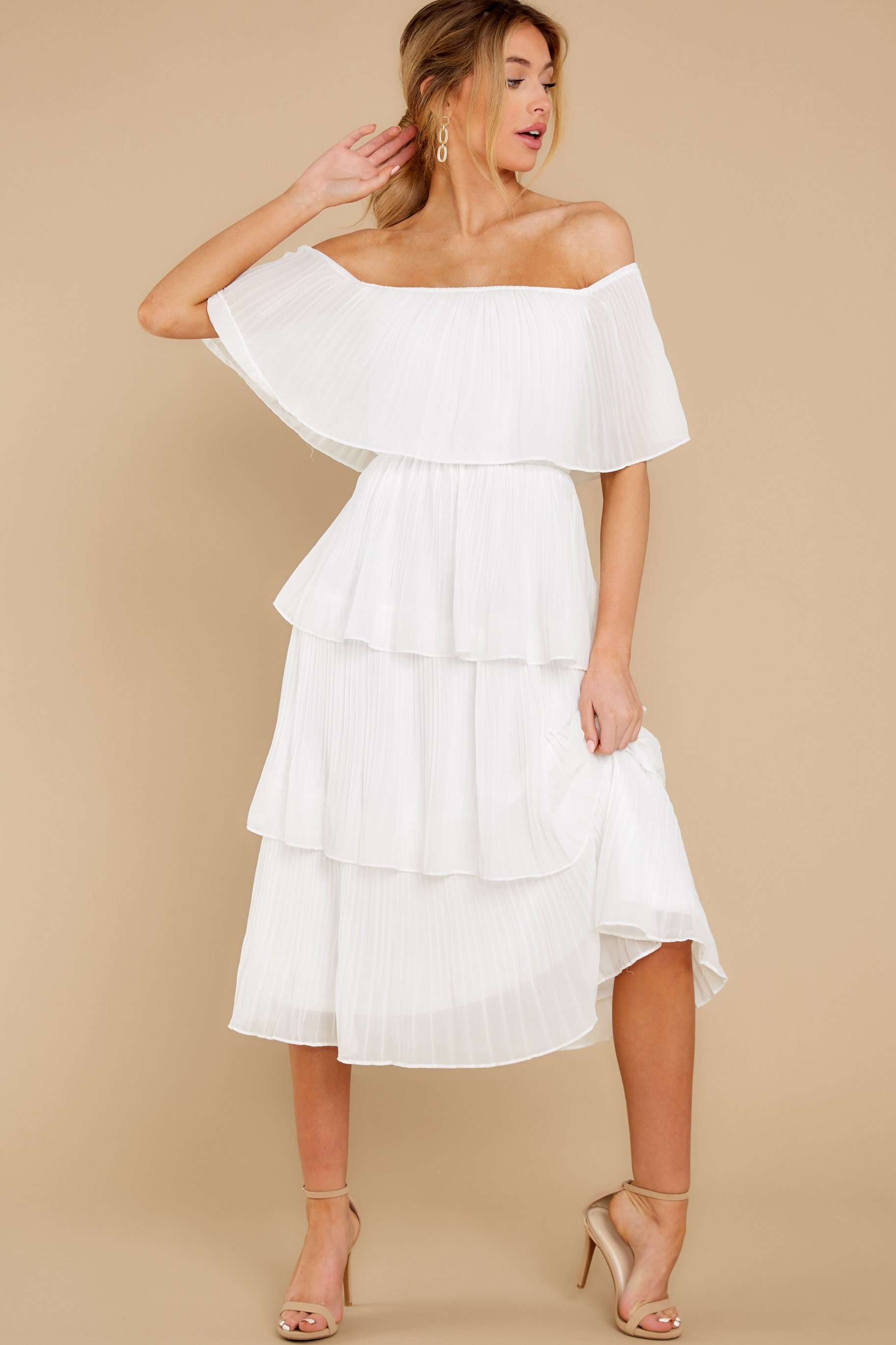 See It Happen White Midi Dress | Red Dress 