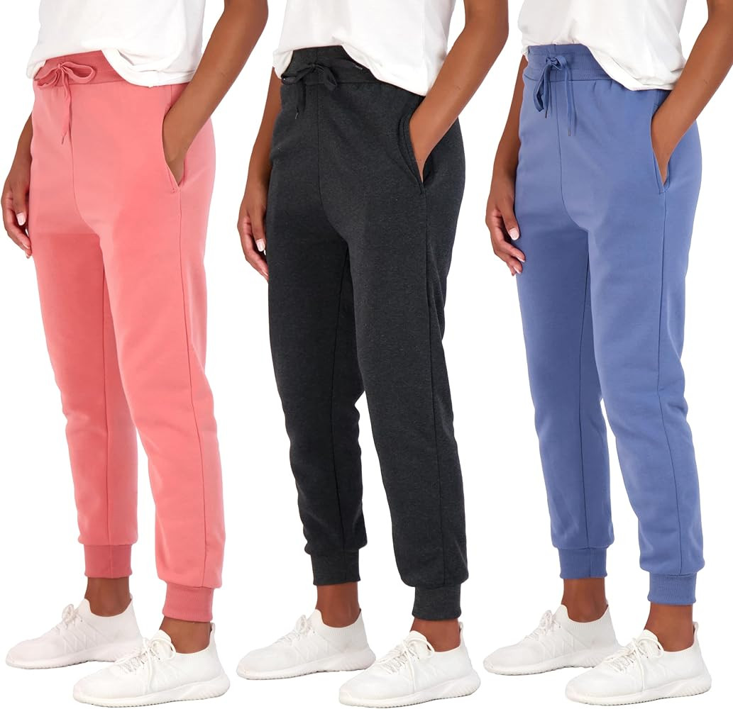 Real Essentials 3 Pack: Women's Ultra-Soft & Warm Fleece Joggers Sweatpants with Pocket (Availabl... | Amazon (US)