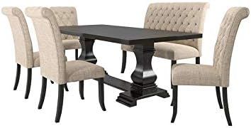 BOWERY HILL Transitional Wood Pedestal Dining Table in Antique Black | Amazon (US)
