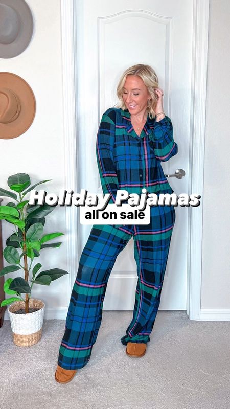 Comfy pjs for the holidays:
1. Pink flannel - size small. Has pockets & is a lightweight flannel (come in other colors, but some sizes are limited). 
2. Blue plaid - size medium (could have sized down). Soft and silky, stretchy material. On sale $15!
3. White henley top - size small (size down, runs big). Soft and great length for leggings. // flannel  pj pants - size medium. Runs tts, has pockets & on sale!
4. Blue velour set - size medium (runs slightly big). Comes with matching scrunchie.  Very soft ribbed velour, has pockets & comes in other colors. On sale $15!
• Slippers - tts & so comfy! 

#LTKHoliday #LTKsalealert #LTKSeasonal
