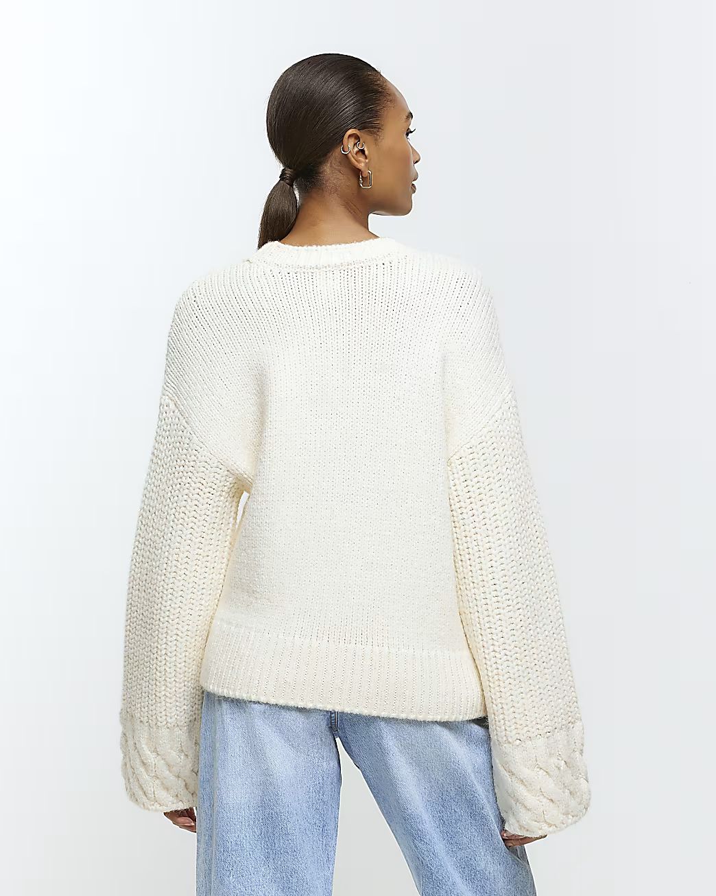 Cream cable knit jumper | River Island (UK & IE)