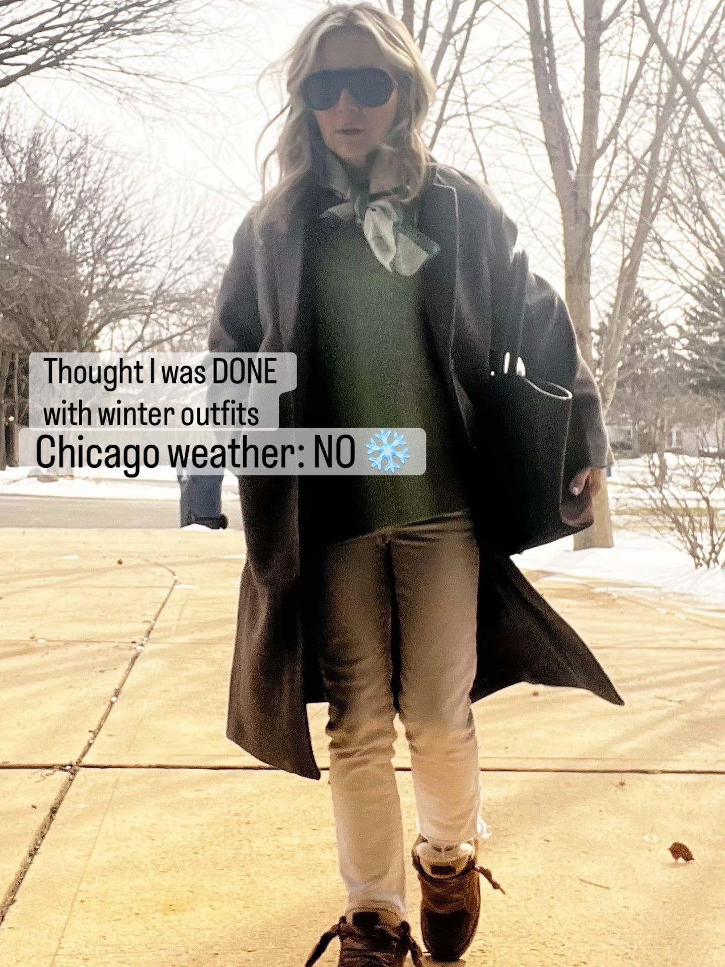 Thought I was DONE with winter outfits… Chicago weather: NO ❄️

Back to layers. Still chic.