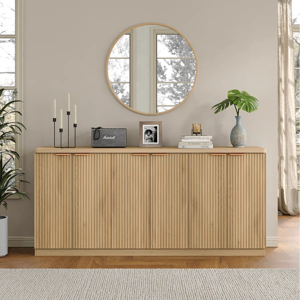 Buffet Sideboard Cabinet With Storages, Fluted Modern Buffet Table Coffee Bar Wine Bar Storage Ca... | Wayfair North America