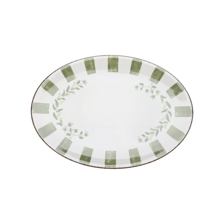 Better Homes & Gardens 18-inch Oval Bamboo Melamine Serving Tray, Green | Walmart (US)