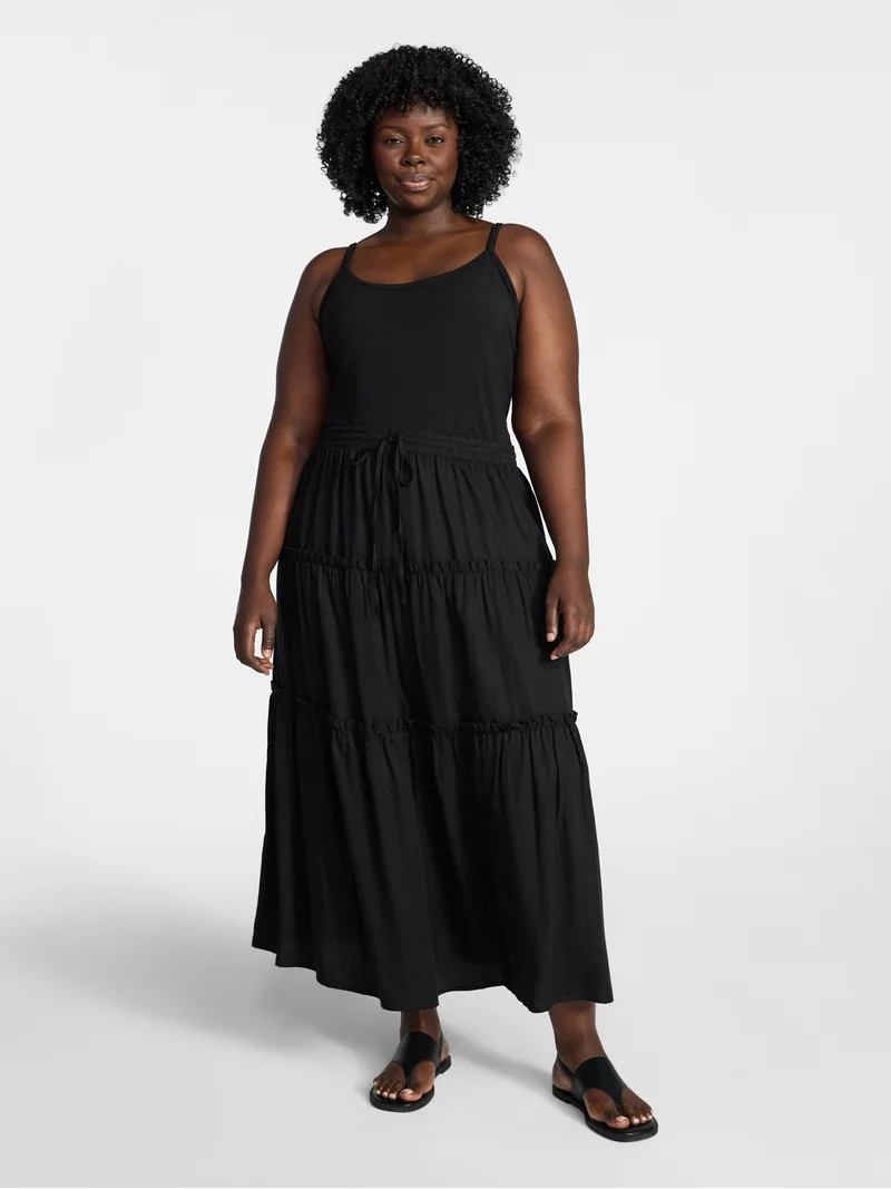 Terra & Sky Women's Plus Size Tiered Maxi Skirt, Sizes 0X-5X | Walmart (US)