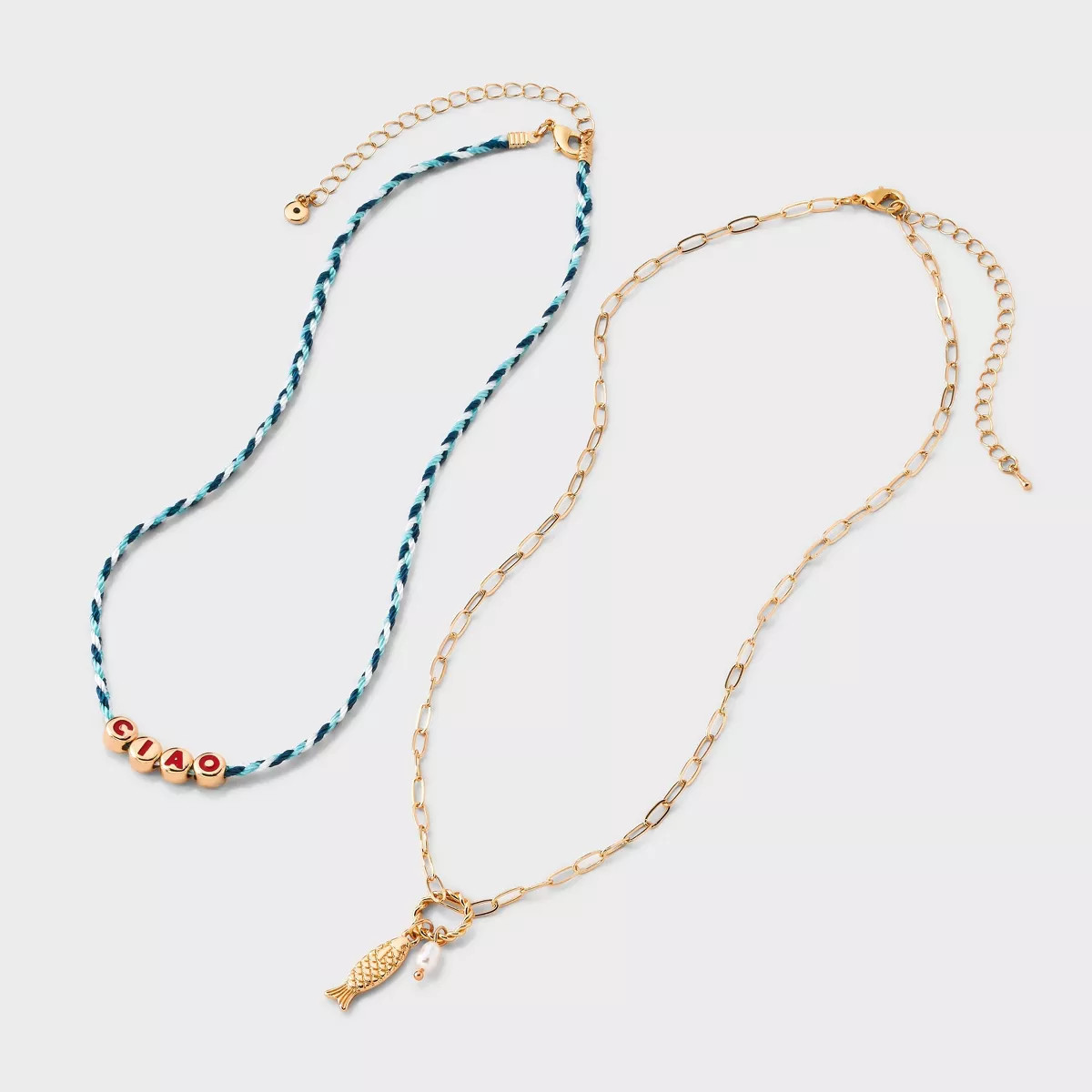 Ciao and Fish Blue Charm Pendant Necklace - Universal Thread™ Gold | Target