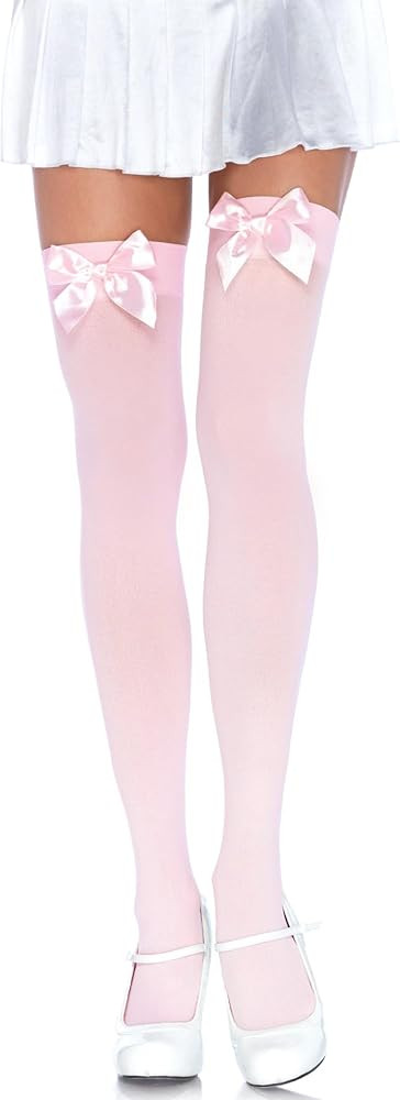 Leg Avenue Women's Satin Bow Accent Thigh Highs | Amazon (US)
